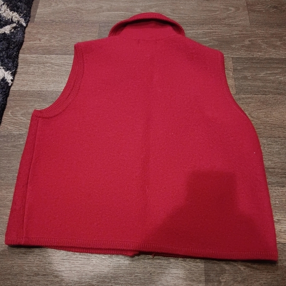 Vintage Woolrich Boiled Wool Cardigan Sweater Vest Jacket Womens L - Picture 5 of 6